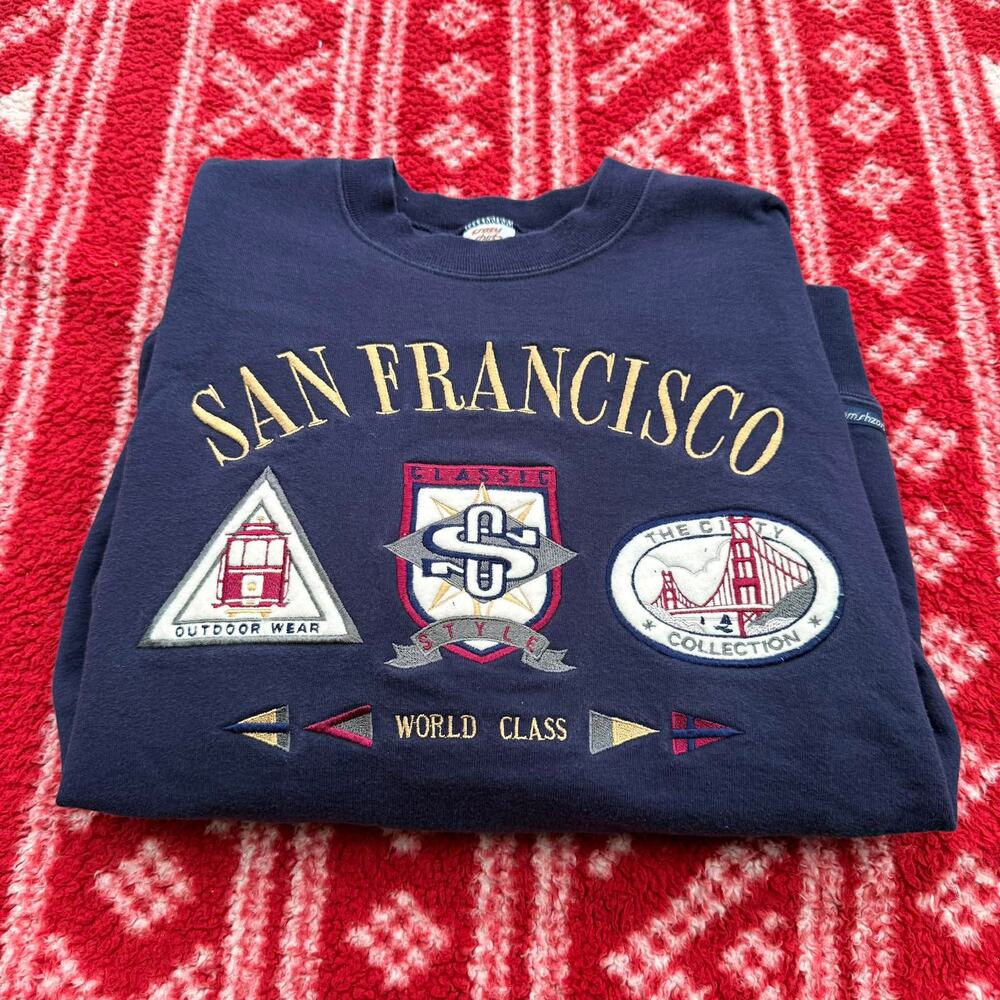 Vtg 90s Crazy Shirts Hawaii San Francisco Sweatshirt World Class Boxy XL 26x26